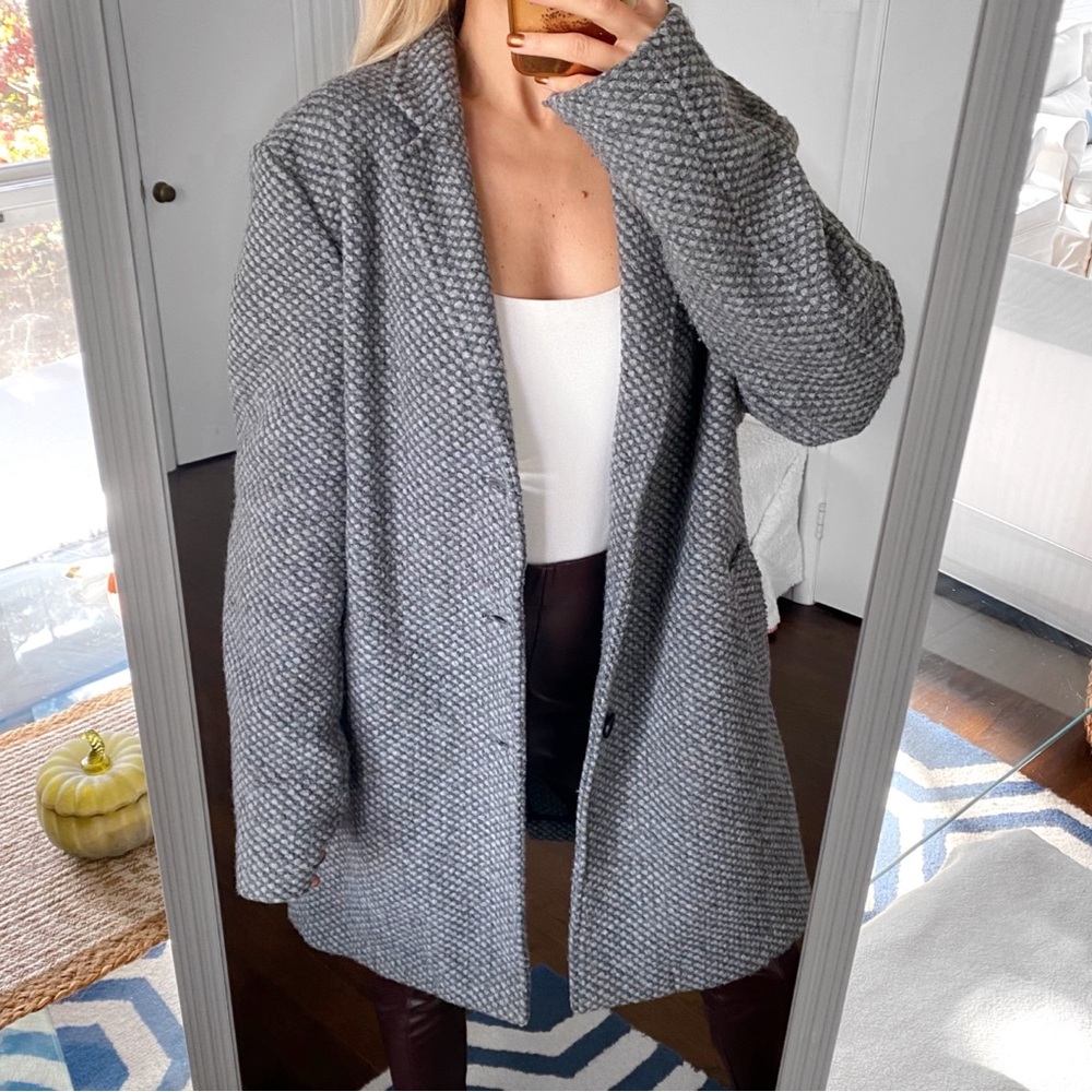 🩶 PLUS TALL WOOL & CO GREY CLASSIC WOOL BLEND WINTER COAT! - Picture 4 of 16